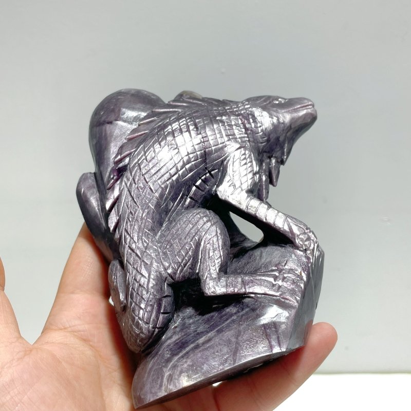 Unique Spark Lepidolite Lizard Carving - Wholesale Crystals