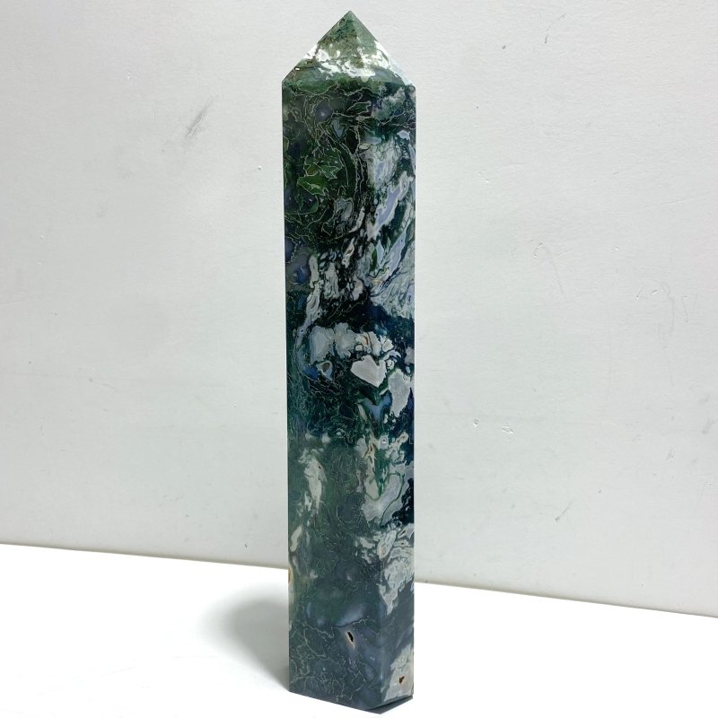 Unique Tall Geode Druzy Moss Agate Point - Wholesale Crystals