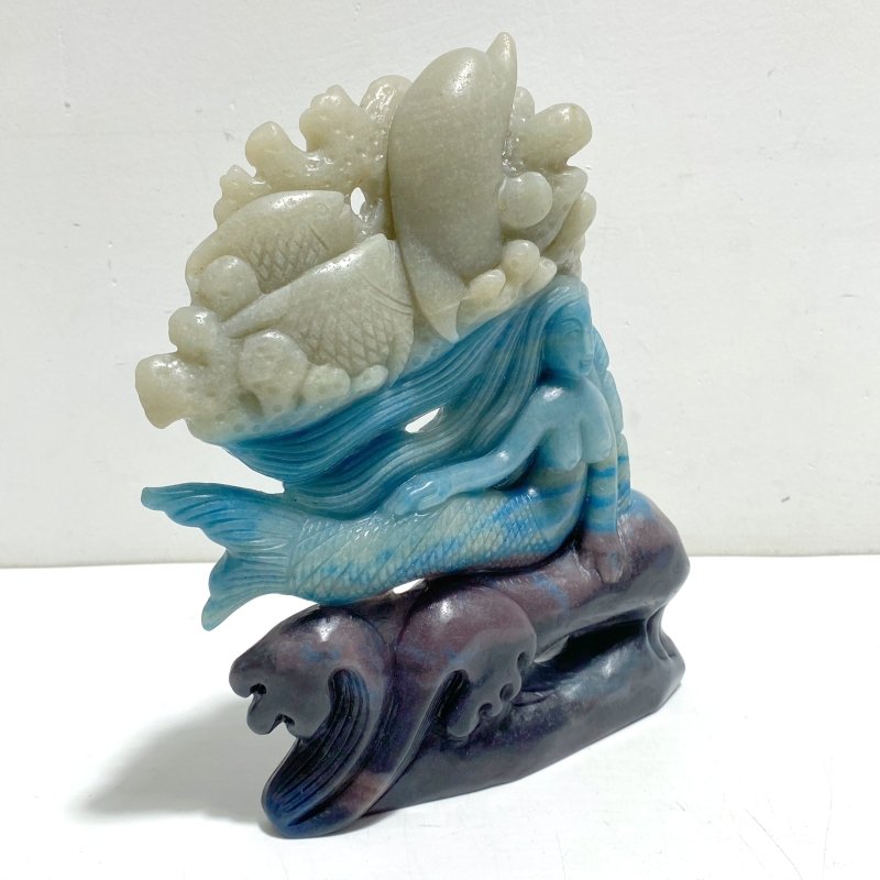 Unique Trolleite Stone Mermaid Dolphin Fish Carving - Wholesale Crystals