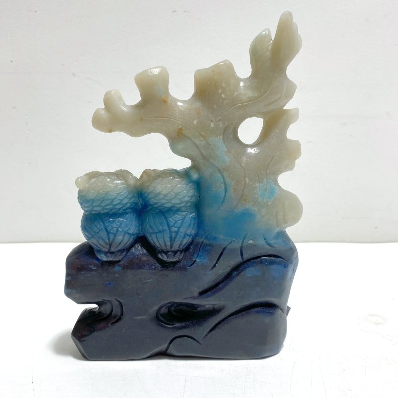 Unique Trolleite Stone Nine - tailed Owl Carving - Wholesale Crystals