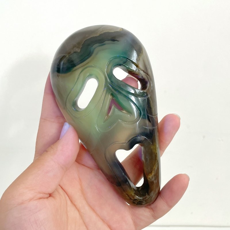Volcano Agate Ghost Mask Carving Halloween Wholesale (UV - Reactive) - Wholesale Crystals