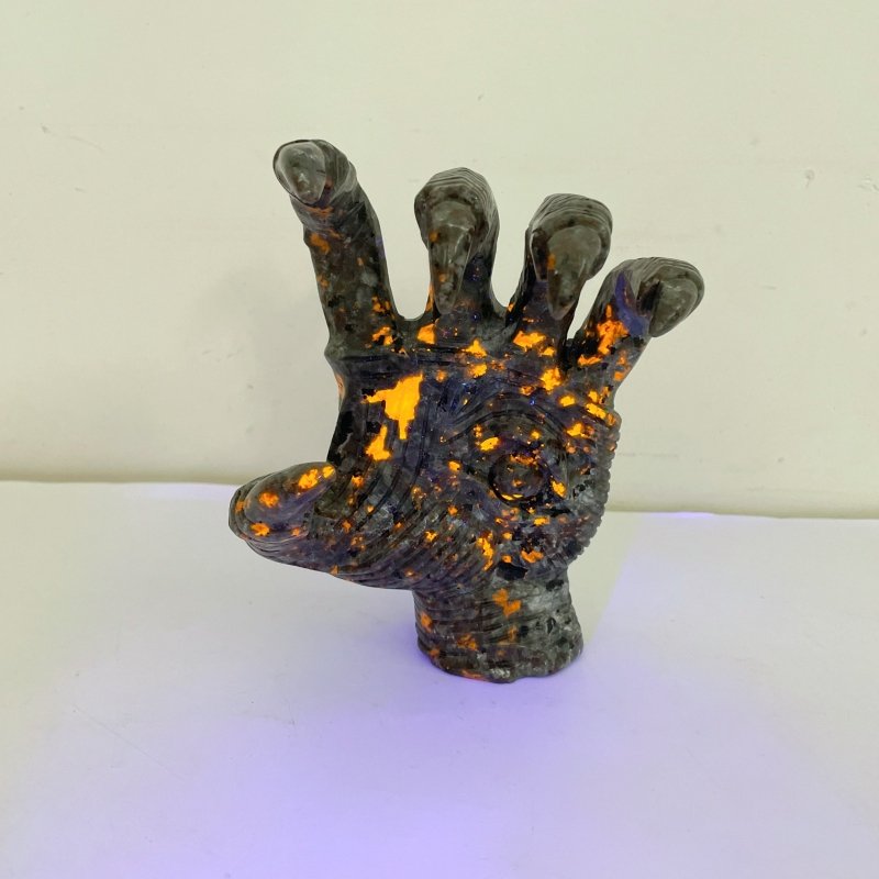 Yooperlite Stone Witchcore Demon Hand Carving - Wholesale Crystals