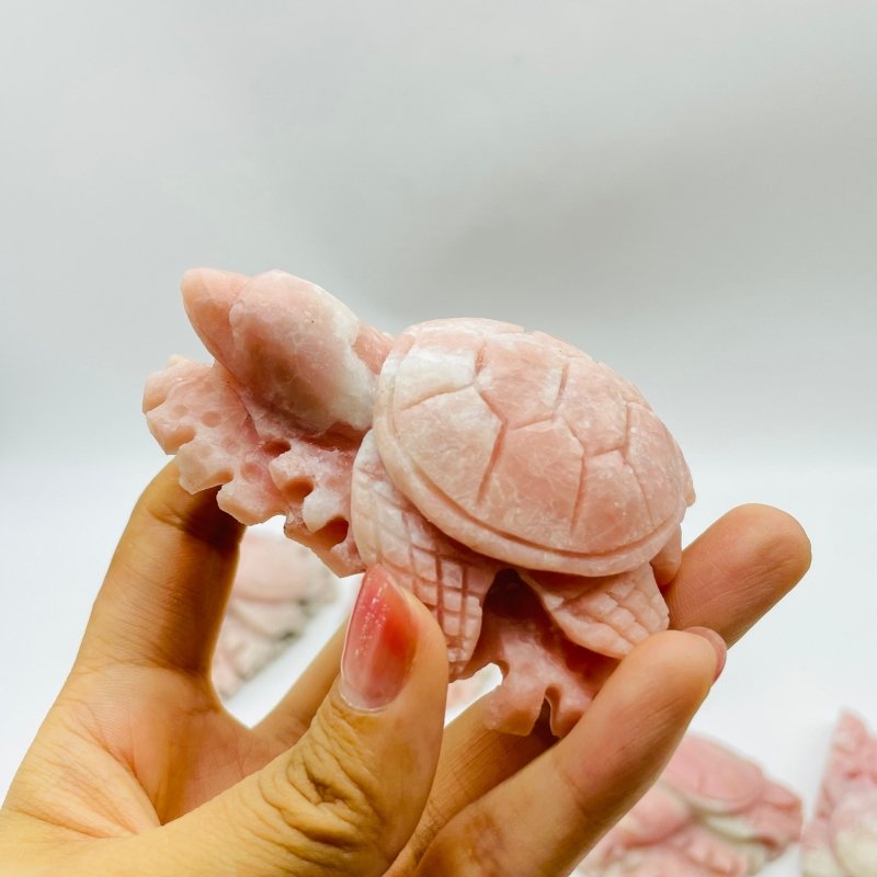 10 Pieces Beautiful Pink Opal Sea Turtle Carving -Wholesale Crystals