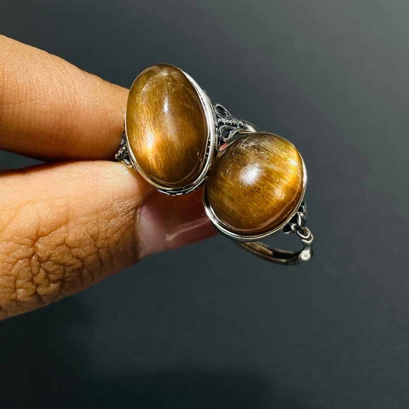 10 Pieces Black Sun Stone Different Styles Sterling Silver Ring -Wholesale Crystals