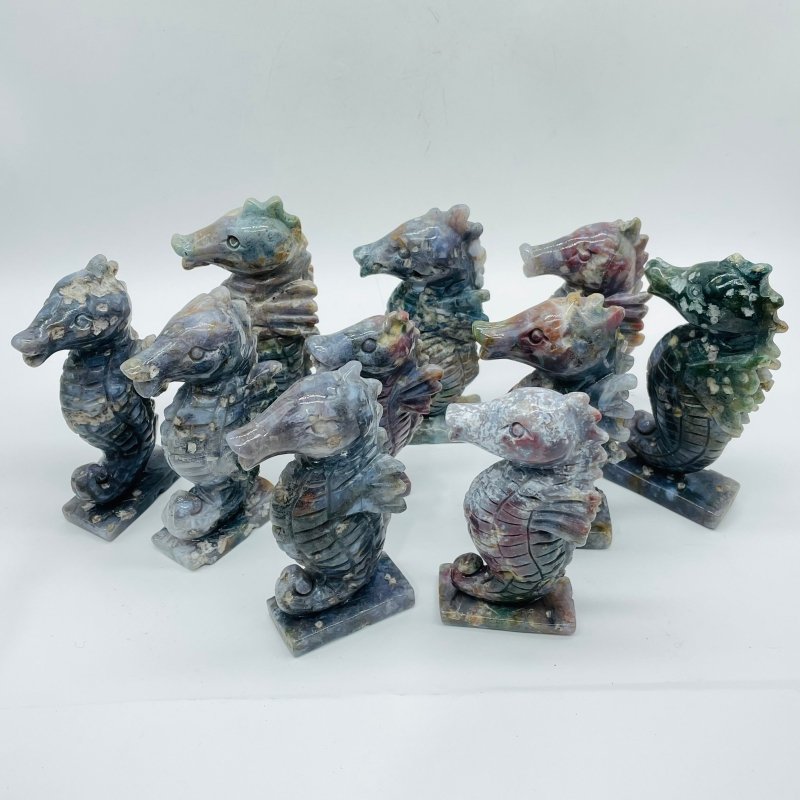 10 Pieces Cute Ocean Jasper Seahorse Carving -Wholesale Crystals