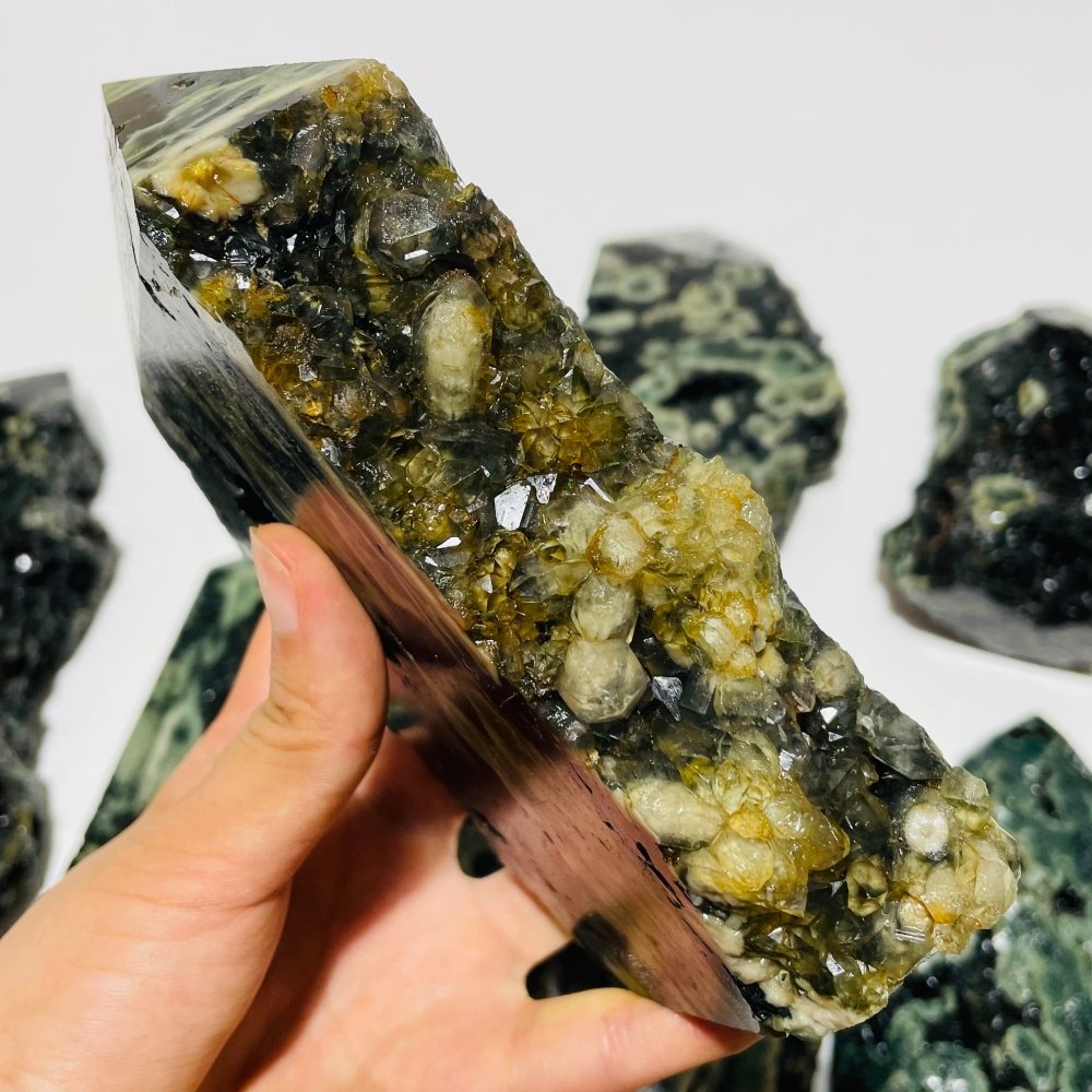 10 Pieces Green Sea Jasper Druzy Points -Wholesale Crystals