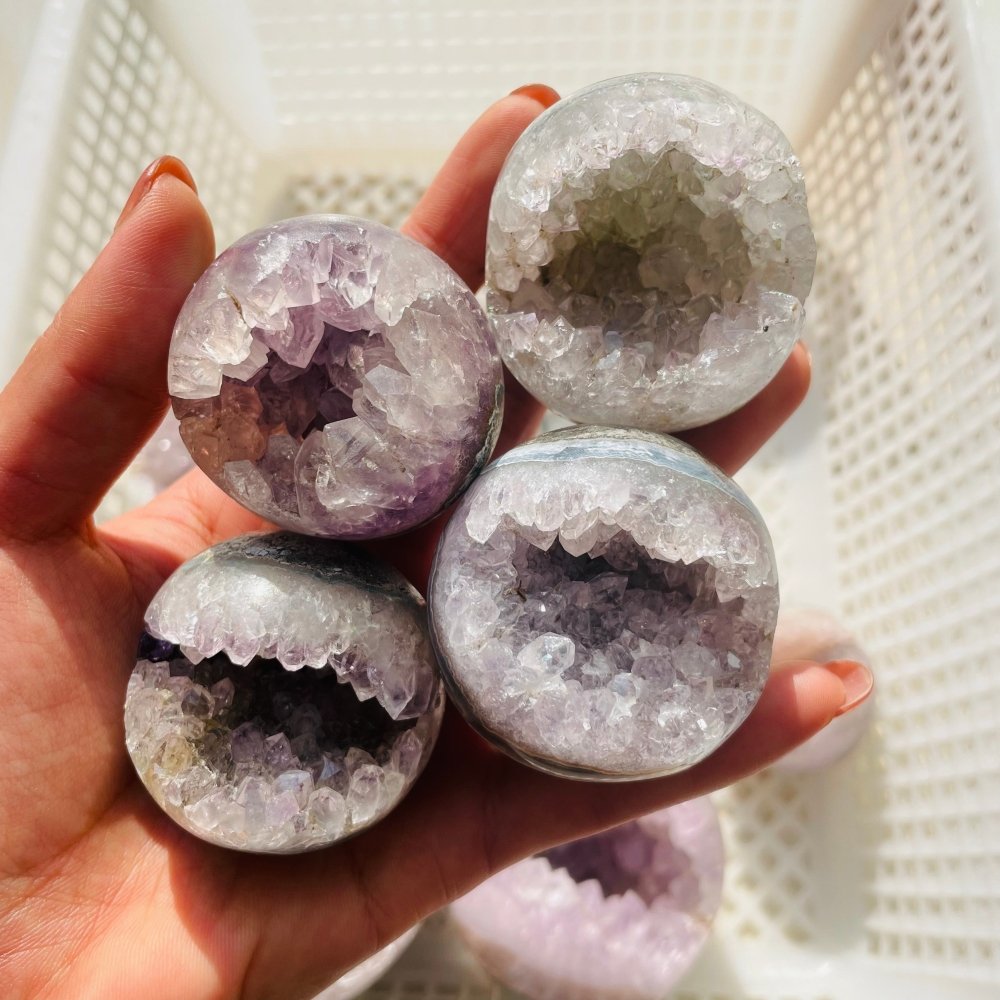 10 Pieces High Quality Amethyst Geode Sphere Ball -Wholesale Crystals
