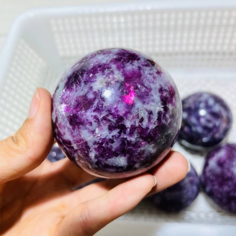 10 Pieces Spark Lepidolite Spheres -Wholesale Crystals