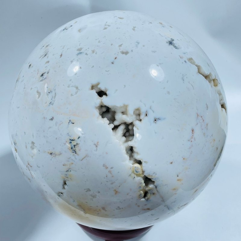 10.2inch Large White Rhyolite Geode Sphere - Wholesale Crystals