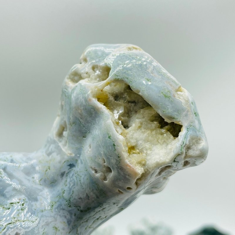 11 Pieces Geode Druzy Moss Agate Goddess Carving -Wholesale Crystals