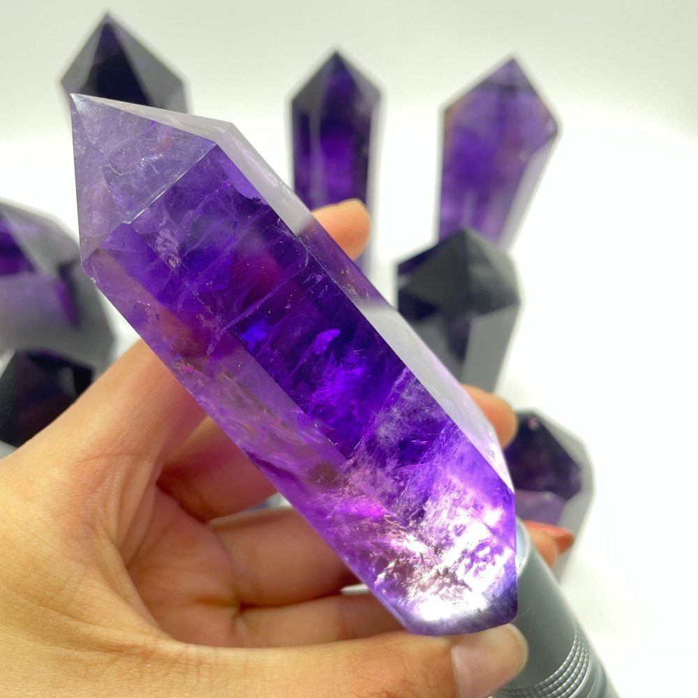 11 Pieces High Quality Deep Purple Amethyst Points -Wholesale Crystals