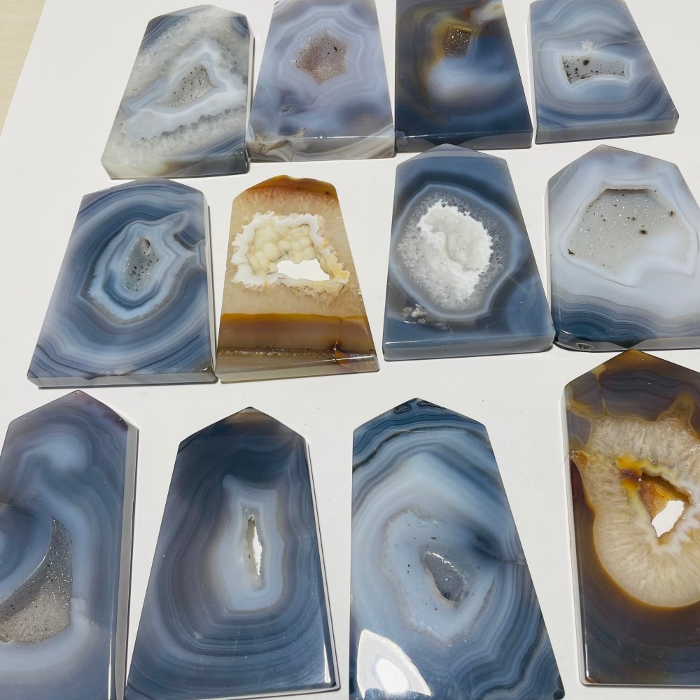 12 Pieces Agate Geode Druzy Tower Point Wholesale -Wholesale Crystals