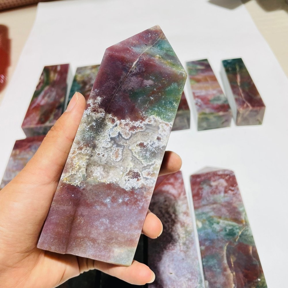 12 Pieces High Quality Ocean Jasper Four-Sided Tower Points -Wholesale Crystals
