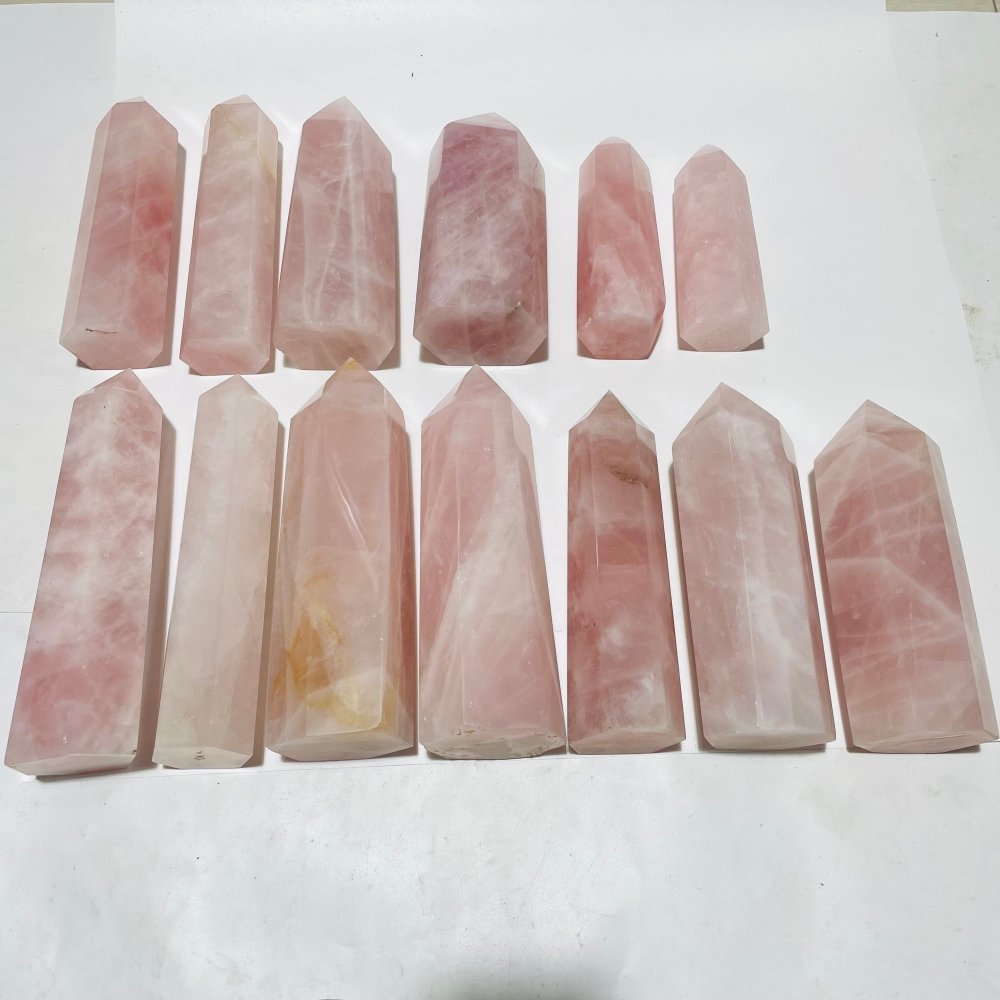 13 Pieces Large Rose Quartz Tower Points -Wholesale Crystals