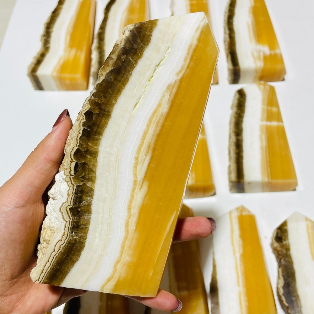 13 Pieces Large Yellow Calcite Tower Points -Wholesale Crystals