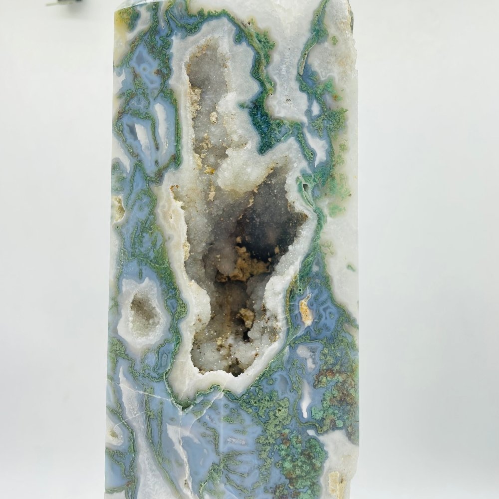 13in Large Unique Druzy Moss Agate Tower -Wholesale Crystals