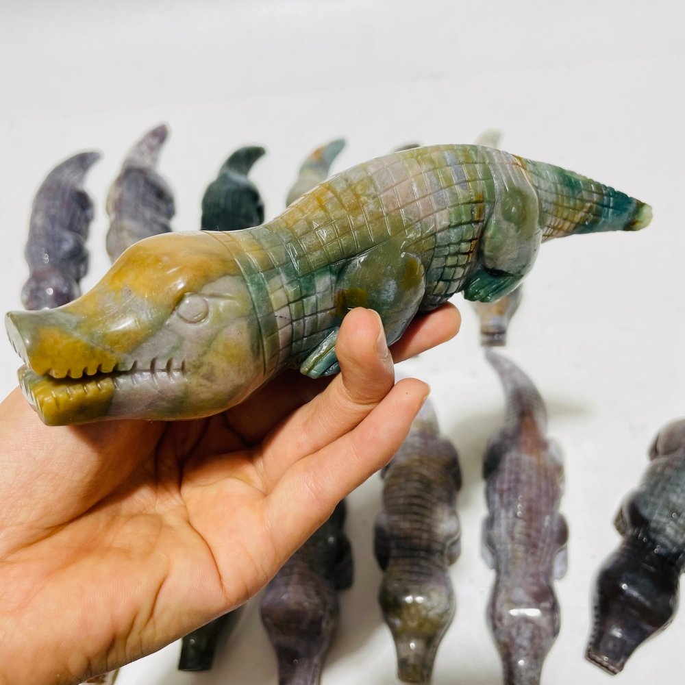 14 Pieces Ocean Jasper Crocodile Carving -Wholesale Crystals