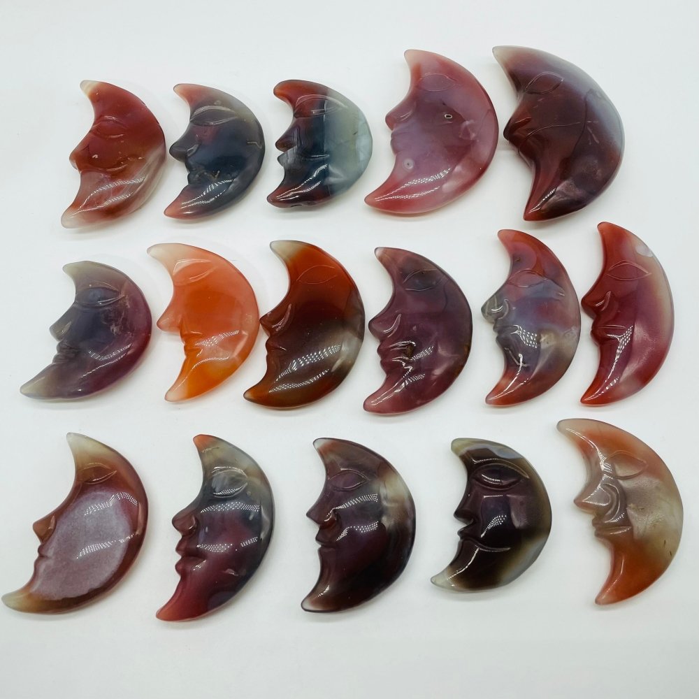 16 Pieces Beautiful Red Agate Moon Face -Wholesale Crystals