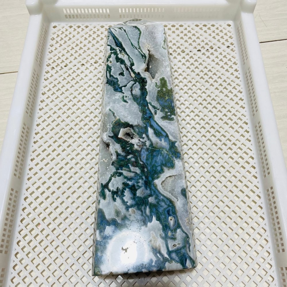 16In Large Moss Agate Geode Druzy Tower -Wholesale Crystals