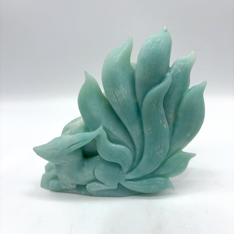 2 Pieces Caribbean Calcite Nine-tailed Fox Crystal Carving -Wholesale Crystals