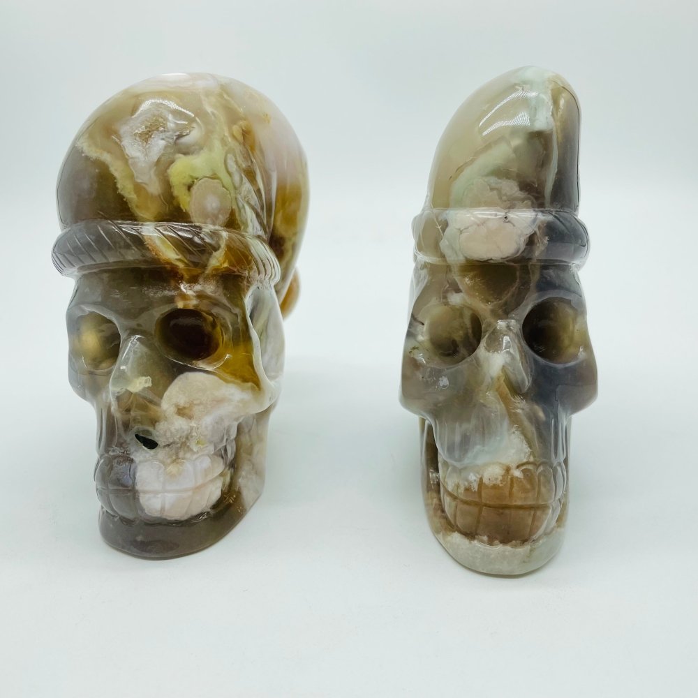 2 Pieces Sakura Flower Agate Christmas Hat Skull Carving -Wholesale Crystals
