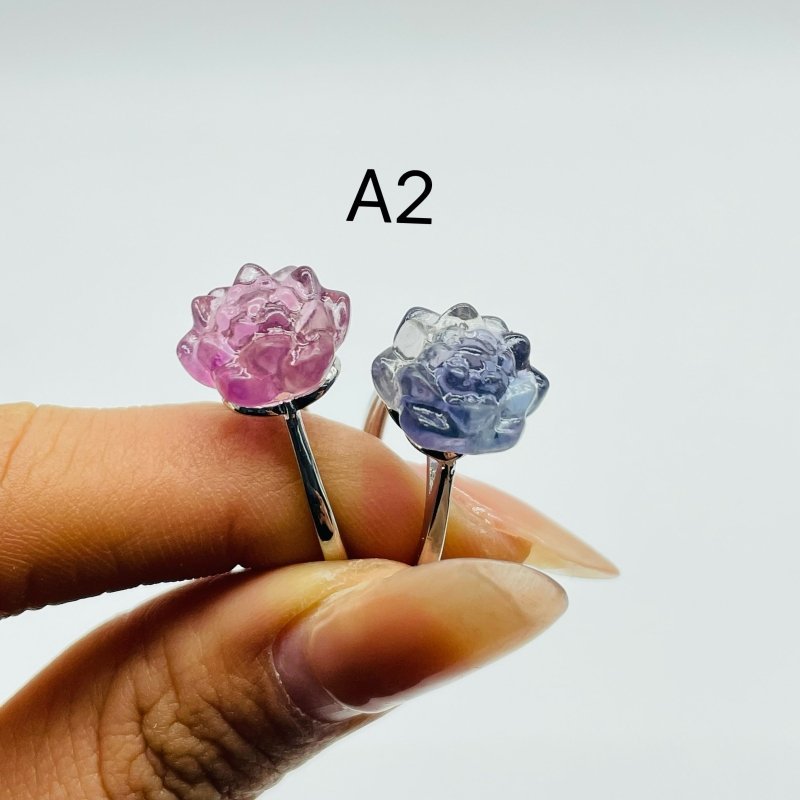 2 Types Beautiful Rainbow Fluorite Lotus Rose Ring Wholesale - Wholesale Crystals