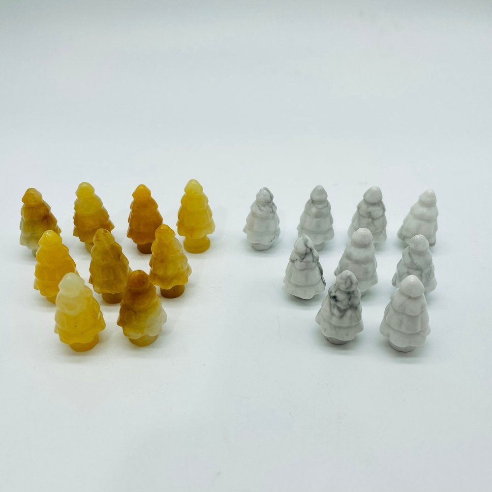 2 Types Mini Christmas Tree Howlite & Yellow Agate Pine Tree Carving Wholesale -Wholesale Crystals