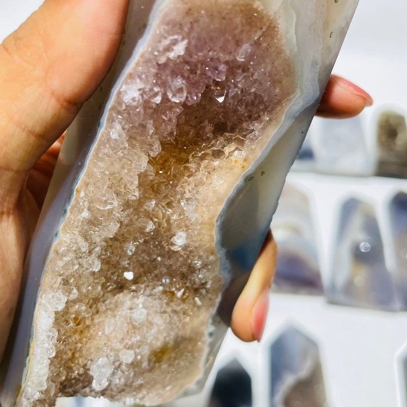 21 Pieces Beautiful Large Agate Geode Druzy Four-Sided Points -Wholesale Crystals