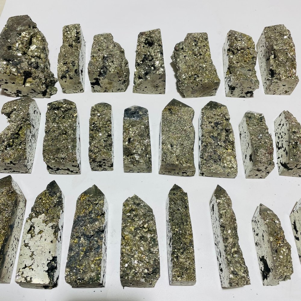 23 Pieces High Quality Pyrite Four-Sided Tower Point -Wholesale Crystals