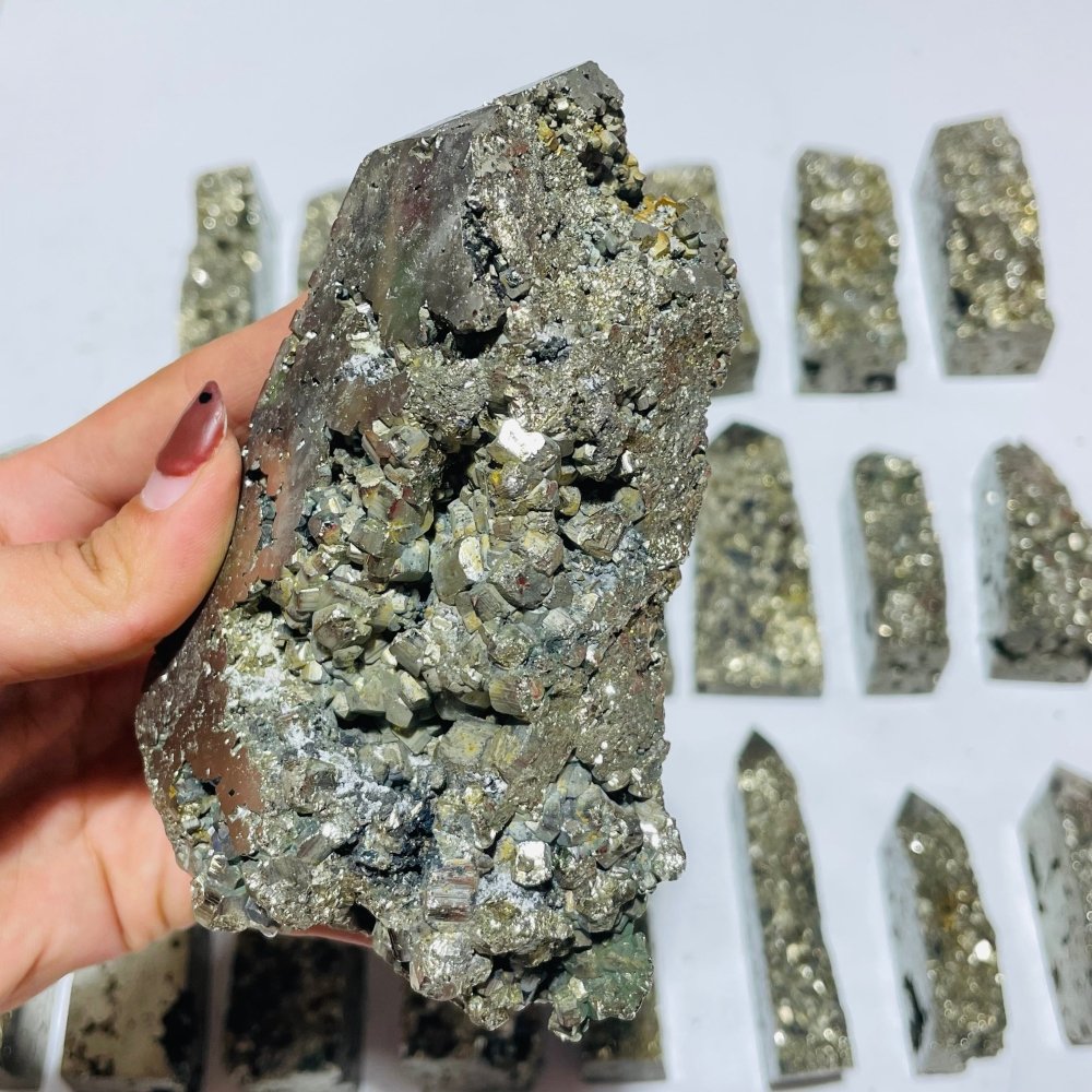 23 Pieces High Quality Pyrite Four-Sided Tower Point -Wholesale Crystals