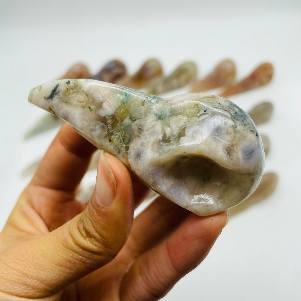 23 Pieces High Quality Sakura Flower Agate Crow Skull Carving -Wholesale Crystals