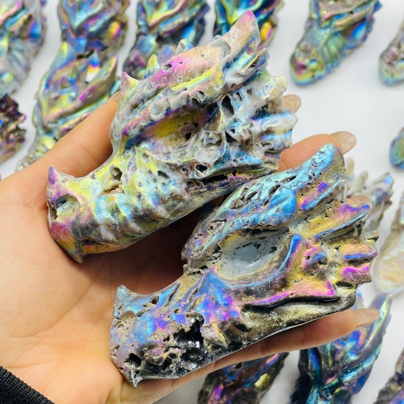 23 Pieces Large Aura Sphalerite Dragon Head Carving -Wholesale Crystals