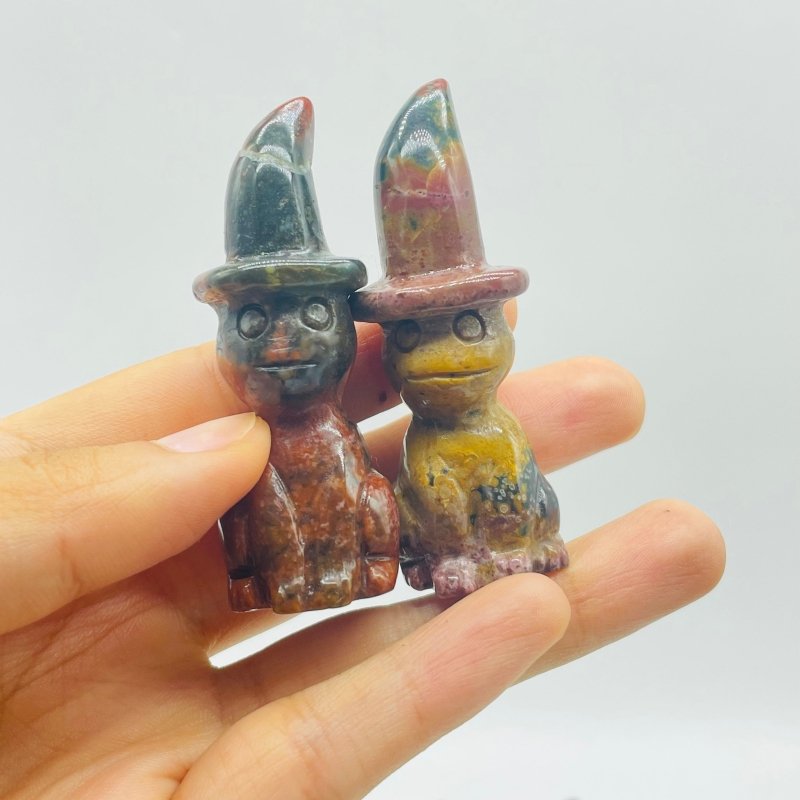 27 Pieces Ocean Jasper Wizard Cat Carving -Wholesale Crystals