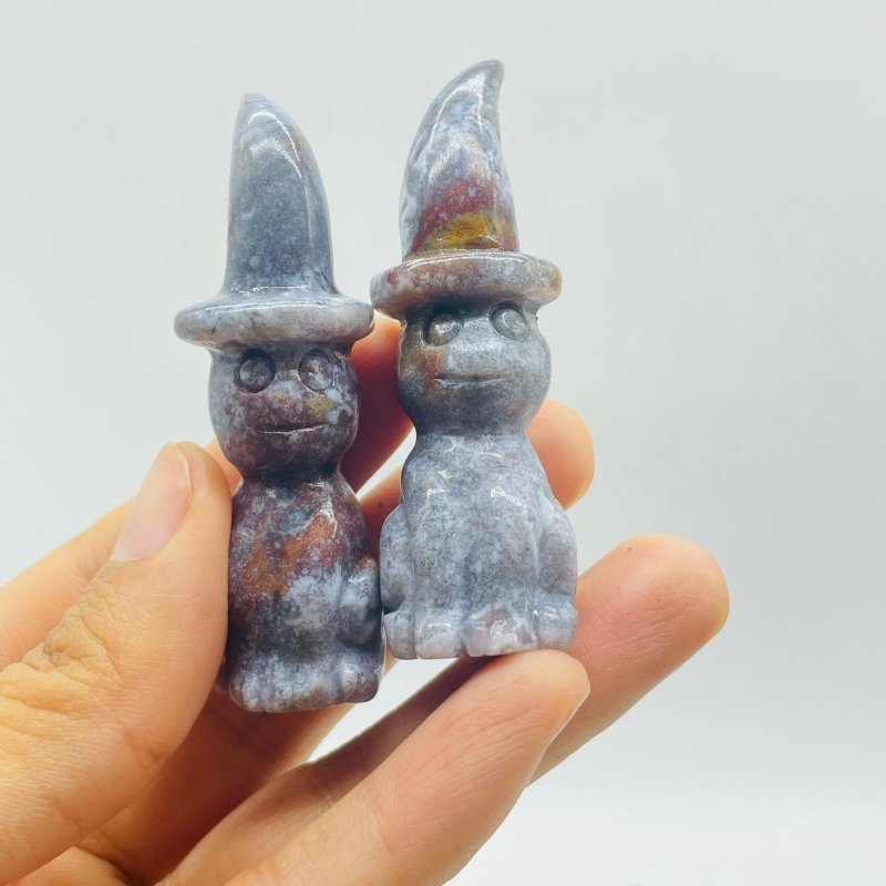 27 Pieces Ocean Jasper Wizard Cat Carving -Wholesale Crystals