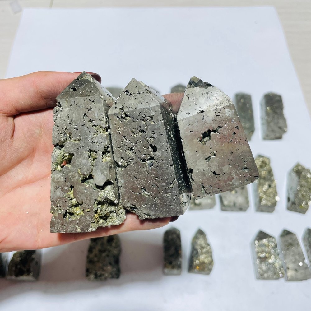 28 Pieces Pyrite Four-Sided Tower Point -Wholesale Crystals