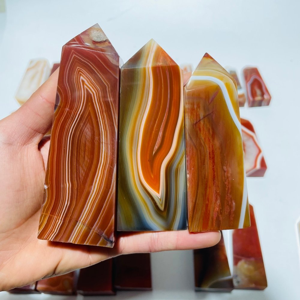 29 Pieces Fat Four-Sided Carnelian Points -Wholesale Crystals