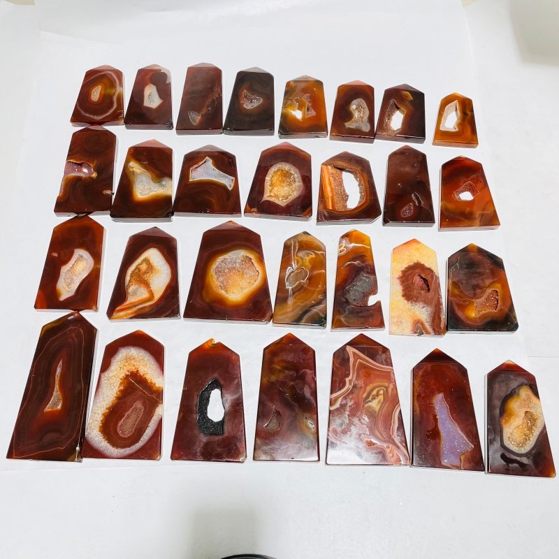 29 Pieces Geode Carnelian Tower Points -Wholesale Crystals
