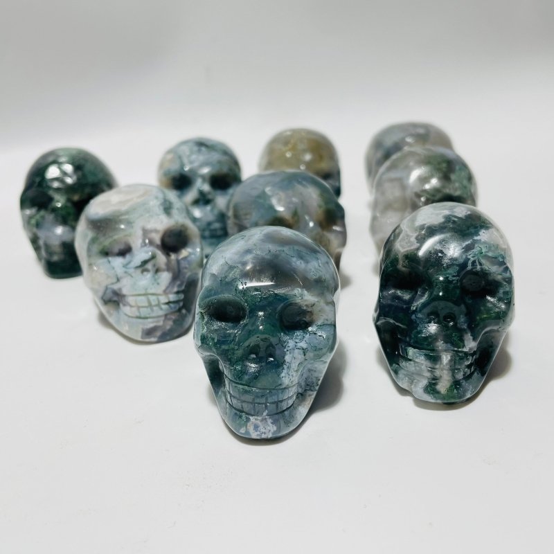 2in Moss Agate Skull Carving Wholesale -Wholesale Crystals