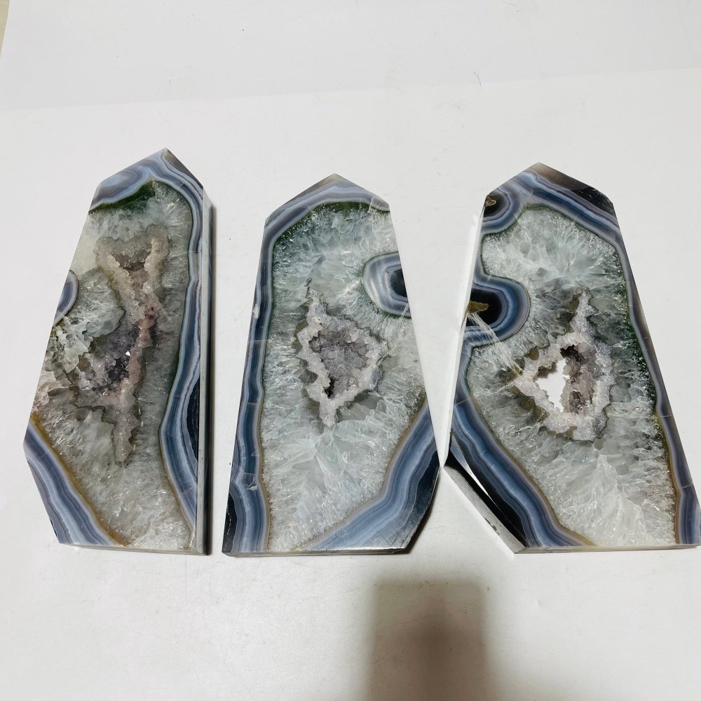 3 Pieces Beautiful Large Geode Agate Tower -Wholesale Crystals