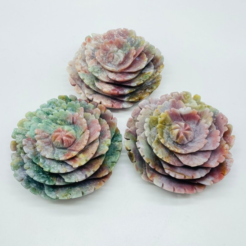 Beautiful Ocean Jasper Lotus Flower Carving Wholesale -Wholesale Crystals