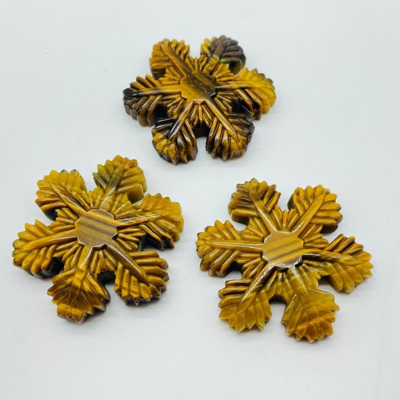 3 Types Snowflake Carving Wholesale Tiger Eye Howlite Yellow Calcite - Wholesale Crystals