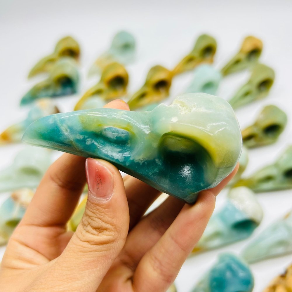 30 Pieces High Quality Caribbean Calcite Crow Skull Carving -Wholesale Crystals