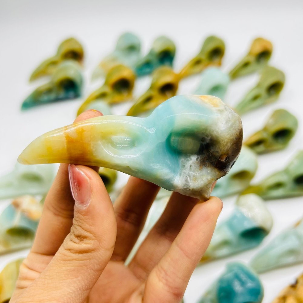 30 Pieces High Quality Caribbean Calcite Crow Skull Carving -Wholesale Crystals