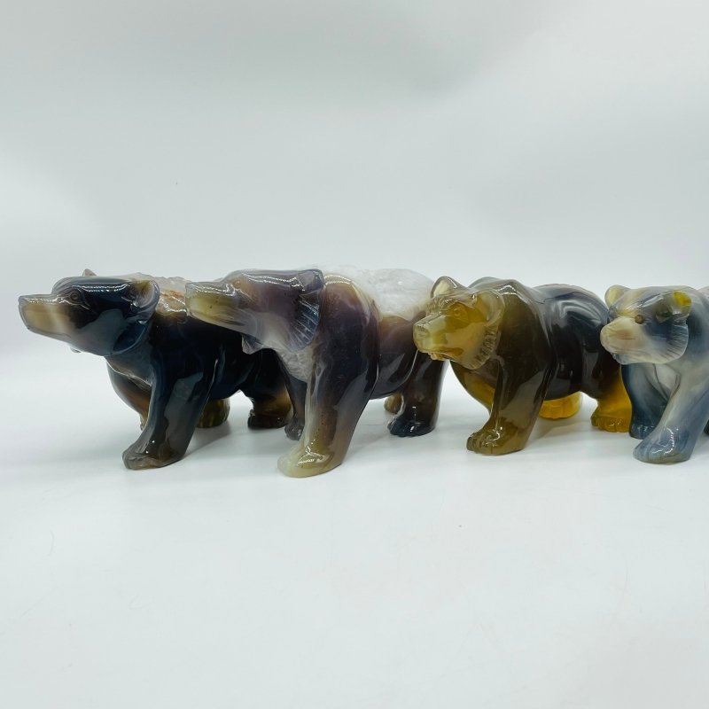 4 Pieces Geode Druzy Agate Bear Carving -Wholesale Crystals
