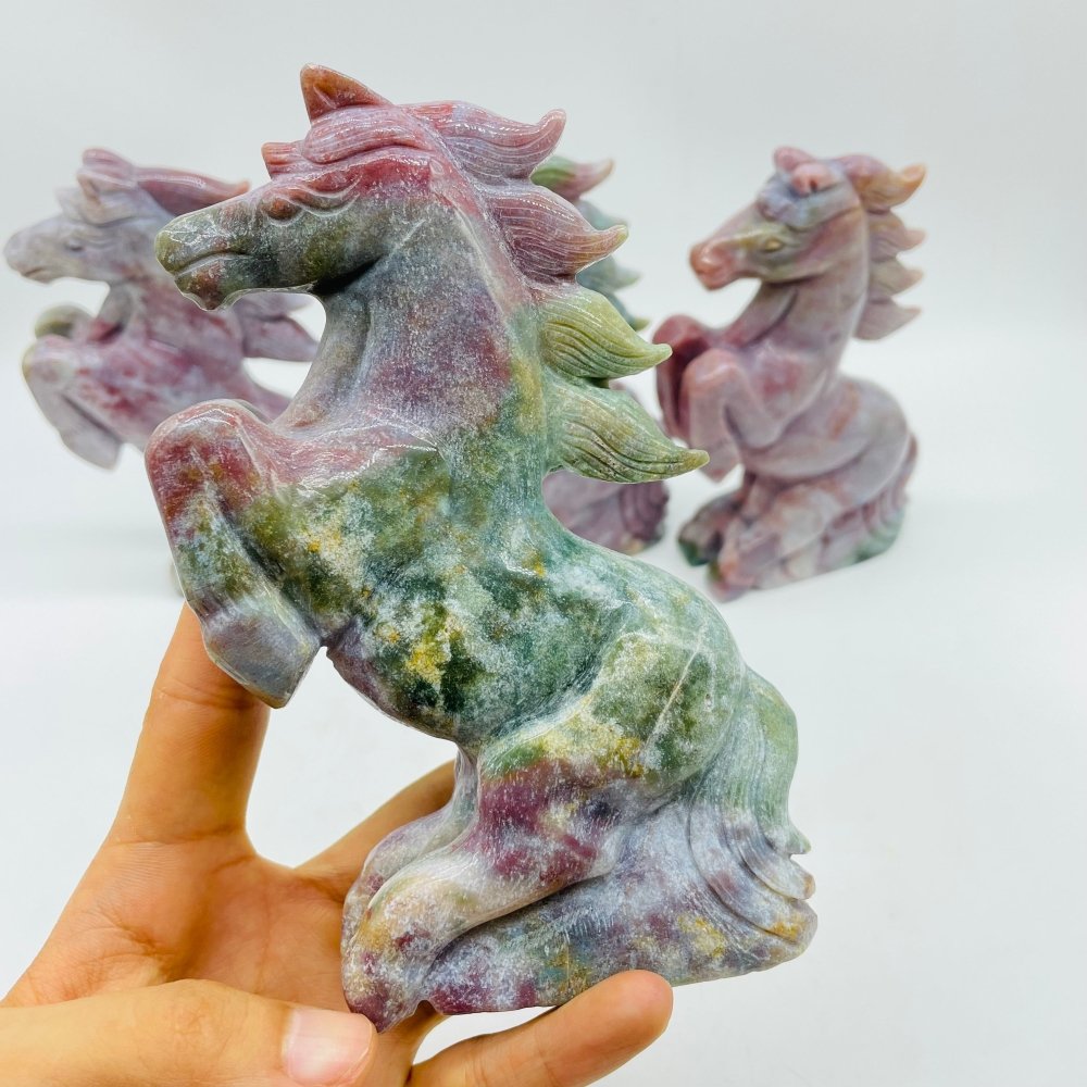 4 Pieces High Quality Ocean Jasper Stand Horse Carving -Wholesale Crystals