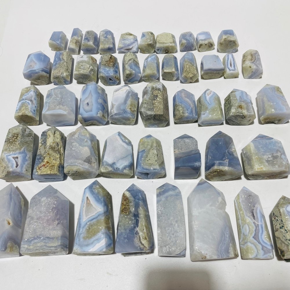 46 Pieces Druzy Blue Chalcedony Points -Wholesale Crystals