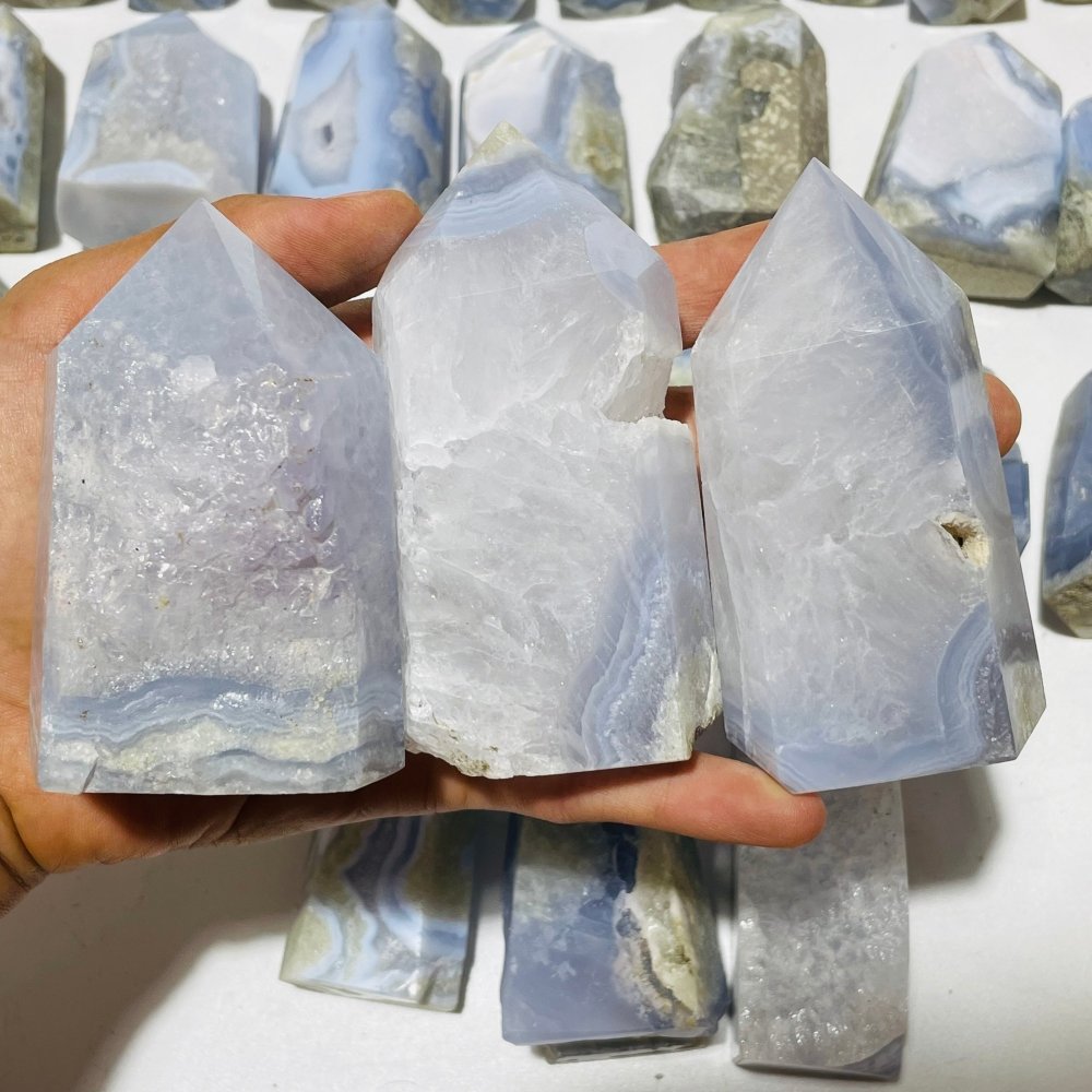 46 Pieces Druzy Blue Chalcedony Points -Wholesale Crystals