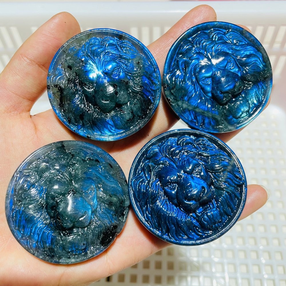 4Pieces High Quality Labradorite Lion Head Carving -Wholesale Crystals
