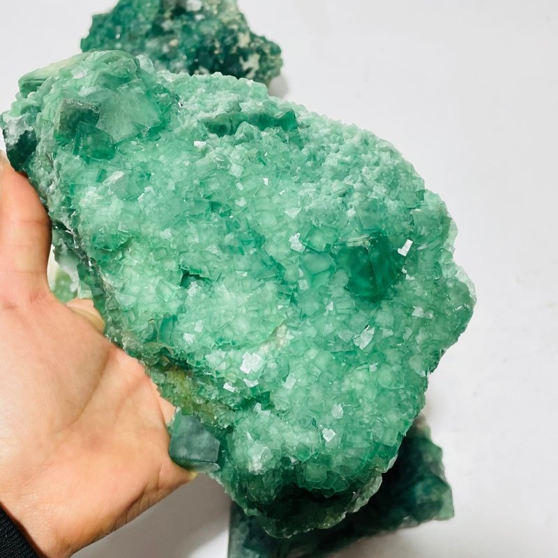 5 Pieces Large Green Fluorite Specimen Cubic Raw Stone -Wholesale Crystals