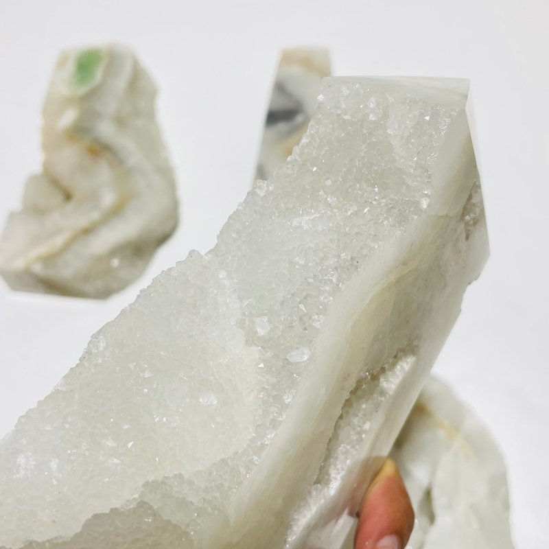 5 Pieces Large White Fluorite Druzy Geode Points -Wholesale Crystals